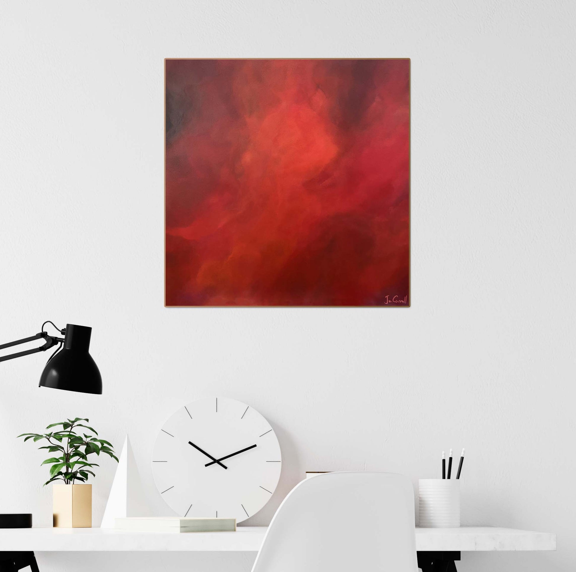 red artwork expressing love, passionate art, romantic artwork, desire and longing painting, vibrant red art, emotive expression artwork, fiery embrace of love, captivating red masterpiece, intense desire painting, passionate ode to love.