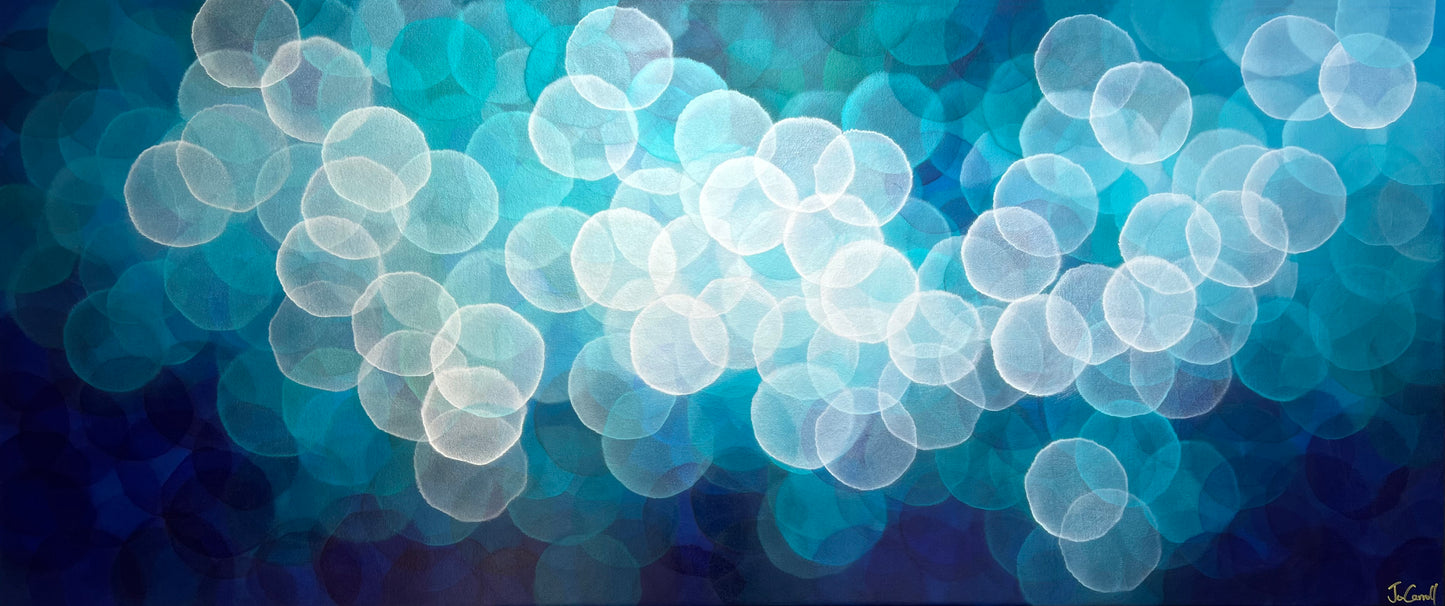 Soft, calming gentle tones of blue. Abstract ethereal artwork by Australian artist Jo Carroll.