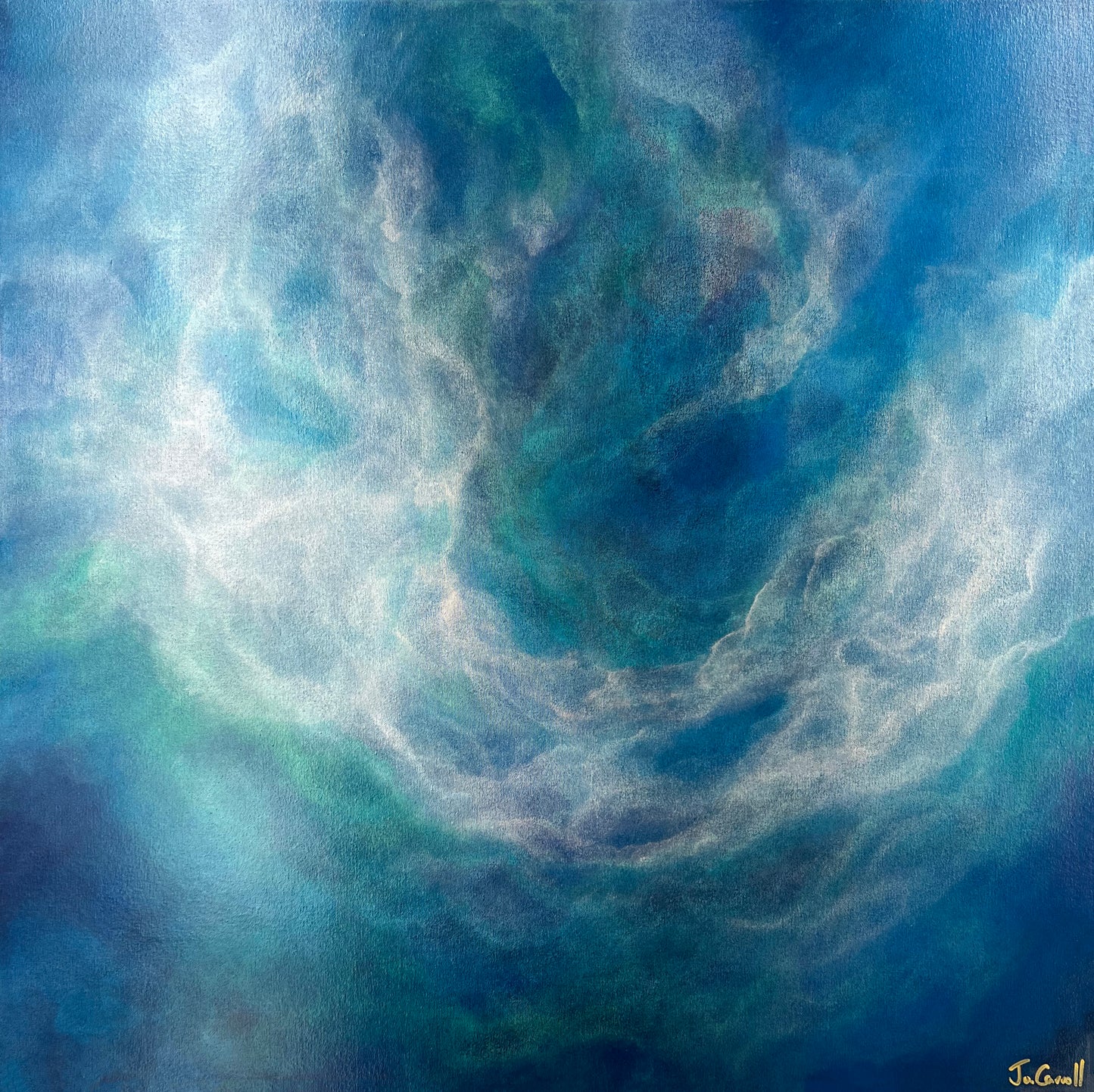 Ethereal Wave is a calming, nebula-inspired artwork designed to bring serenity to any home or office. Soft blends of blue, turquoise, and white ripple across the canvas, creating a fluid, wave-like motion that feels both peaceful and otherworldly.
Subtle hints of silver and pearlescent tones add depth and a luminous glow, evoking the tranquility of light reflecting on water. The composition flows organically, inviting moments of quiet reflection and calm.