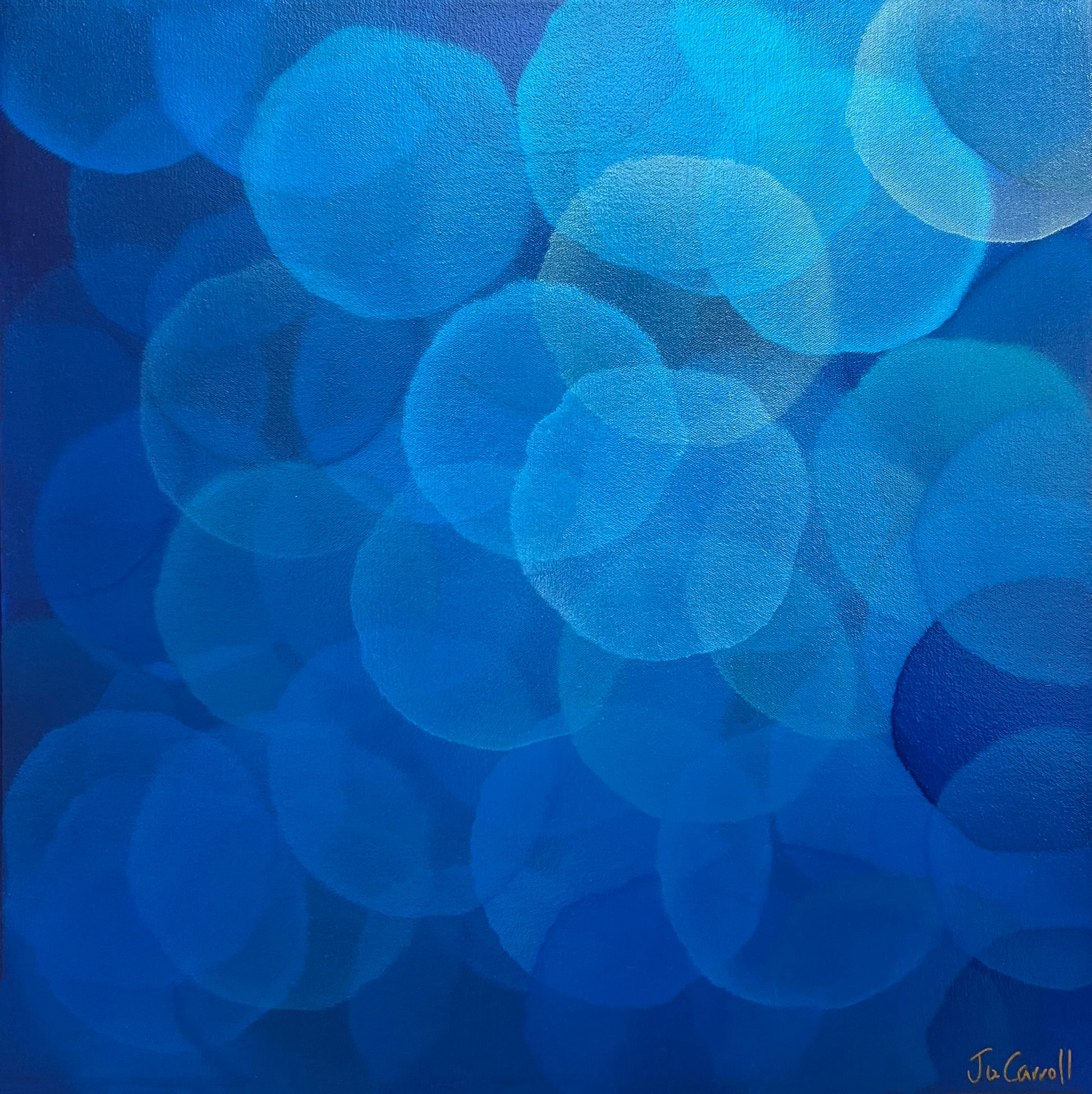 Abstract calming blue artwork with orbs