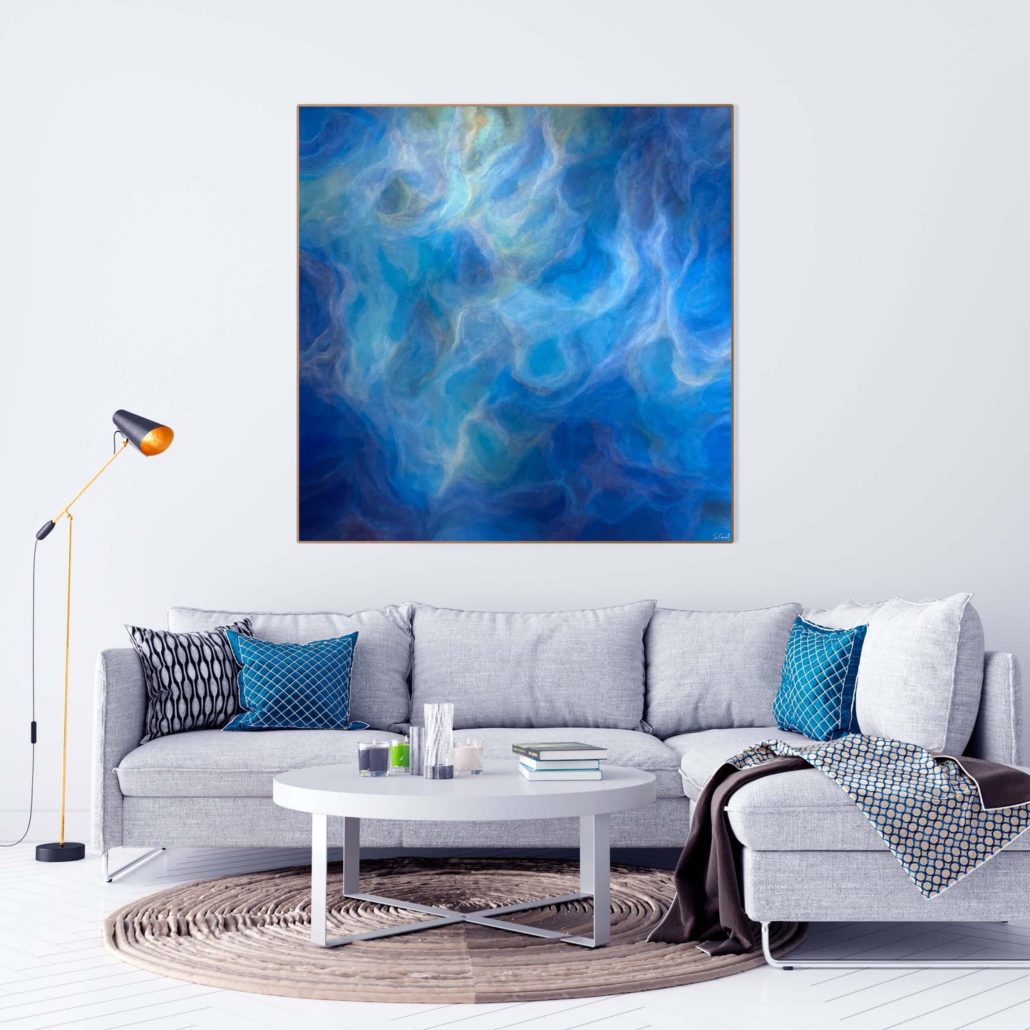 Calming artwork Tranquil abstract art Serene color harmony Relaxing color palette Meditative artwork Abstract artistry Rhythmic movement Exquisite harmony Contemplative painting Natural world inspiration Transformative power of art Harmonious composition Ethereal color symphony Inviting color tones Timeless masterpiece Blue Artwork